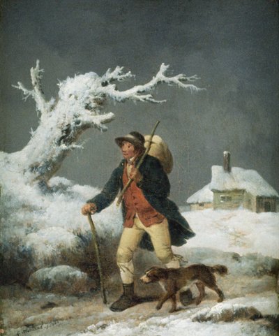 Caminando en la nieve de George Morland